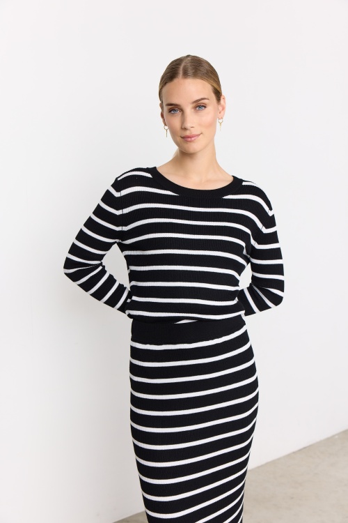 SC-DOLLIE STRIPE 777 pullover PS25 - 9999C BLACK COMBI